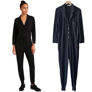 Alexander Wang Long Sleeve Button Front Jumpsuit - Black - Women's Size Large